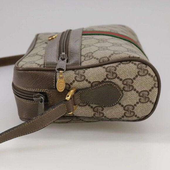 GUCCI Web Sherry Line GG Supreme Shoulder Bag PVC Beige Red Green Auth mr832 - Picture 6 of 16